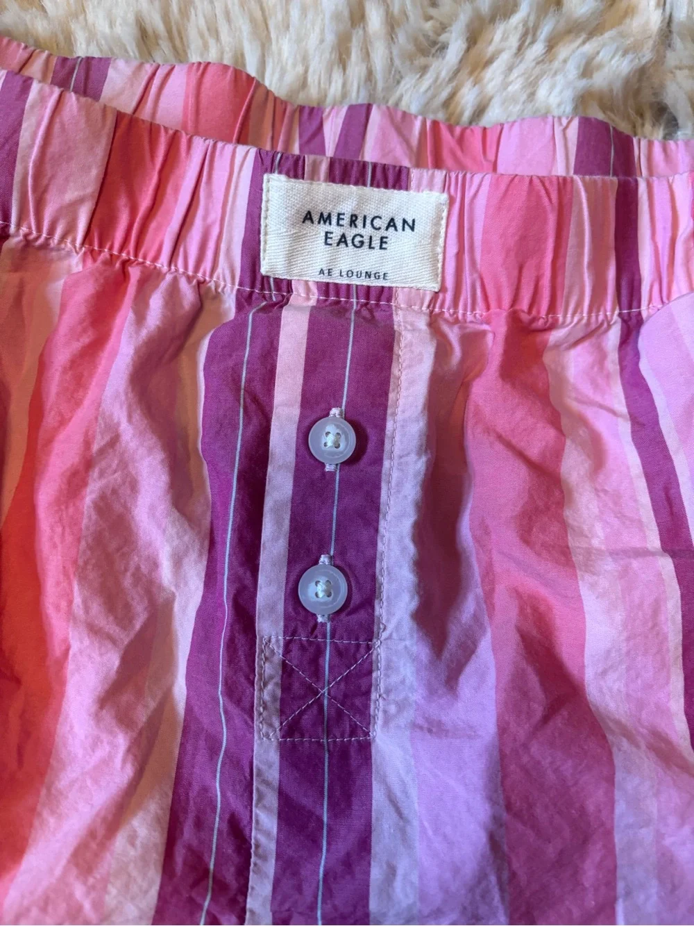 American Eagle Outfitters Pink Striped Cotton Boxer Shorts